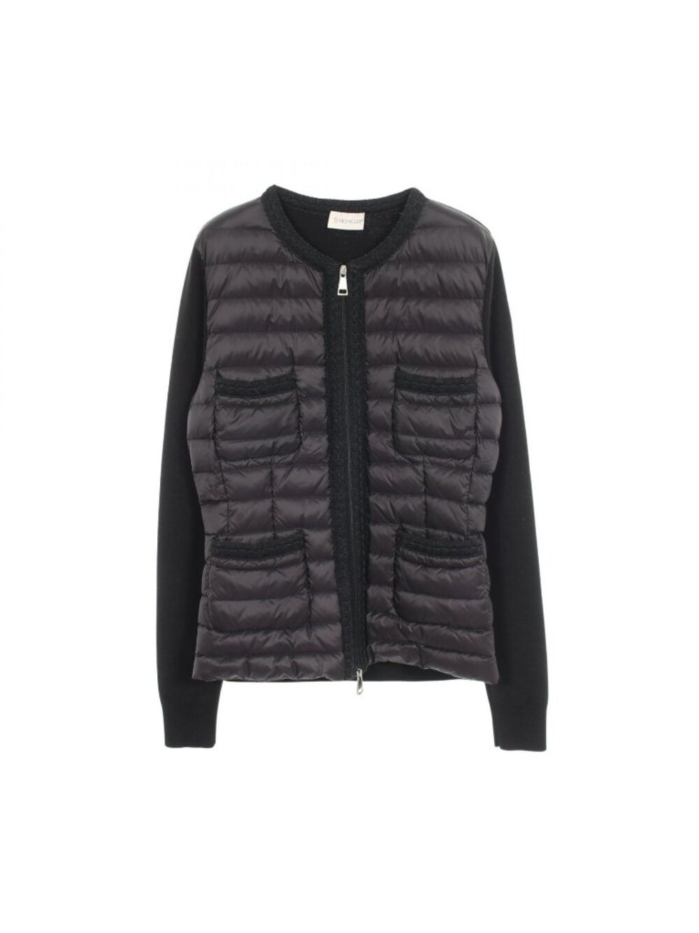 Moncler Down Jacket Knit Contrast Black Nylon Wool